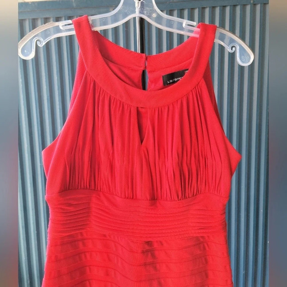 Laura Petites Red Sleeveless Midi Dress Size 14 side zipper - Picture 3 of 11